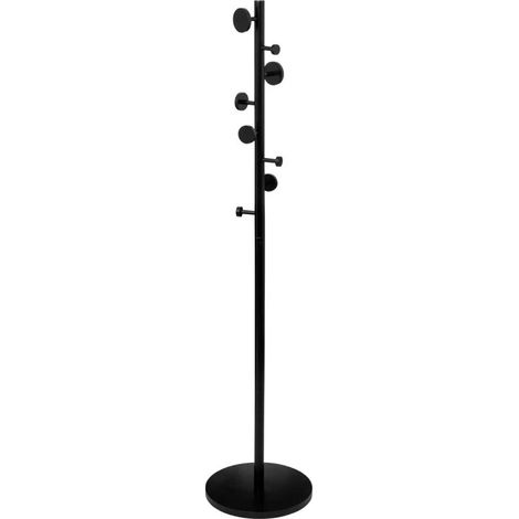 5Five Simply Smart – Porte-manteau sur pied 8 crochets en bois MDF noir H 176 cm – Charge max 16 kg – Finition lisse et facile à nettoyer (1/5)