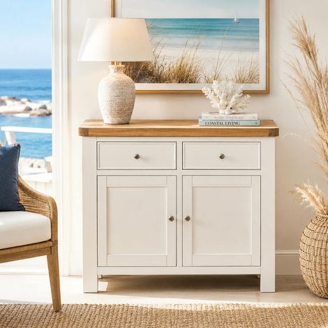 Petit buffet blanc 2 portes style bord de mer VELIA (1/5)