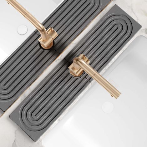 Tapis de robinet en terre de diatomées, gris foncé, 45100,9cm, protection anti-éclaboussures pour comptoir de salle de bain. (1/5)
