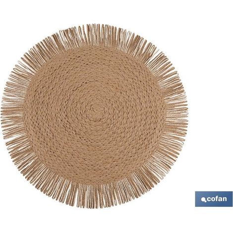 Pack de 6 sous-assiettes rondes à franges couleur naturelle 38 cm