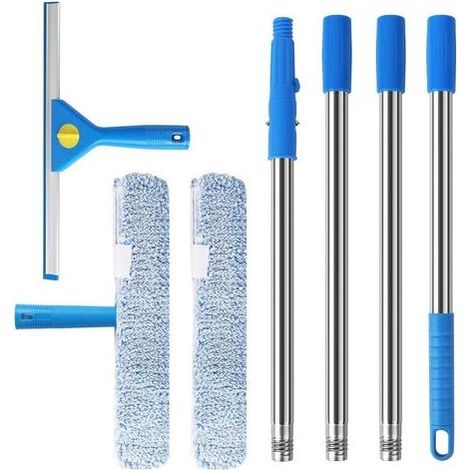 1.5 m Window Squeegee with Telescopic Handle, 35 cm Window Squeegee and 38 cm Microfibre Brush, Professional Window Squeegee, Suitable for Car Window Cleaner, Showers, Glass Doors (1/5)