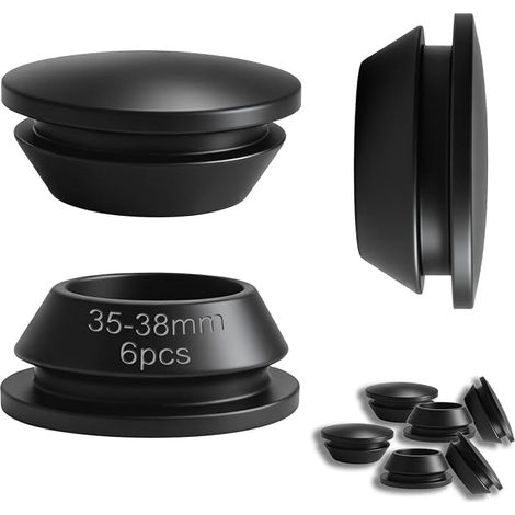 Rubber Stoppers for 35-38mm Hole Round Silicone Stoppers Black Rubber Stoppers Waterproof Rubber Stoppers for Bottles Furniture End Caps Metal Pipe (1/5)