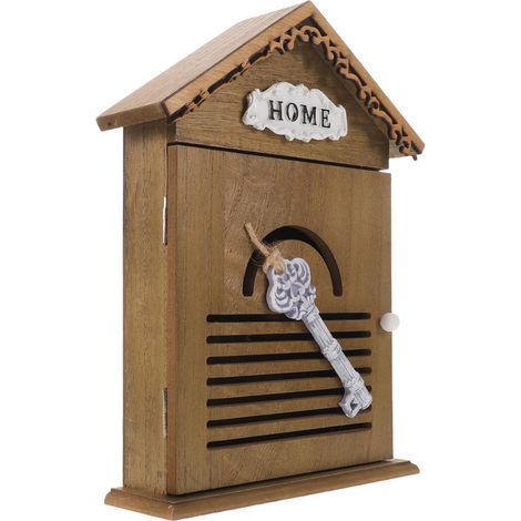 Boîte à Clés Murale en Bois Rustique Forme Maison, Porte-clés Mural D'entrée 1 Pièce, Organisateur de Clés en Bois Massif pour Maison, Bureau, Couloir, Rangement Pratique (1/5)