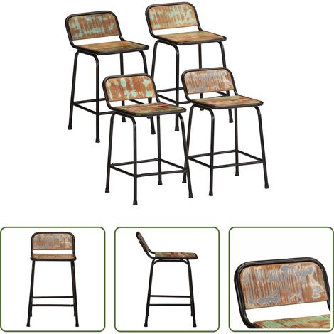 Bois de récupération - Tabourets de bar lot de 4 46x35,5x70cm bois massif récupération (1/5)