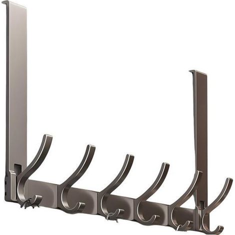 Türhaken – Edelstahl – Integrierte Garderobe – Kein Bohren erforderlich – Mit 6 Haken – Geeignet für Badezimmer, Schlafzimmer usw. – 18 cm (1/5)