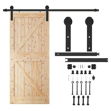 Schiebetürsystem 183 cm Schwarz Set mit Schiene, Scheunentor bis 100 kg.