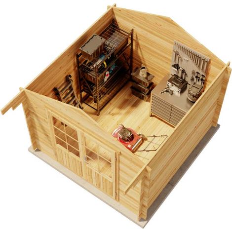 Alpholz Garten- und Gerätehaus Roger-34 Imprägniert Gartenhaus aus Holz in Braun, Holzhaus mit 34 mm Wandstärke, Blockbohlenhaus mit Montagematerial (1/4)