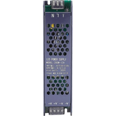 LED-Schaltnetzteil-Treiber, magnetischer Lichttransformator, schwarz, lange Leiste, 200 W, AC 175–250 V