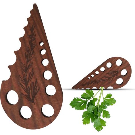 Éplucheur d'herbes aromatiques en bois et séparateur de feuilles de légumes - Astuces de cuisine - Gadgets - Accessoires de cuisine multi-trous pour une utilisation facile (1/5)