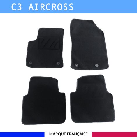 Tapis de sol voiture - Sur mesure pour  Citroën C3 AIRCROSS (06/2017-09/2024) - Antidérapant - Clips et Scratch - 4 pièces