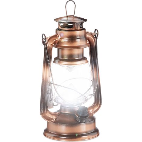 2 Faroles LED, Lámpara Vintage Decorativa, A pilas, Linterna Eléctrica Retro, Color Cobre