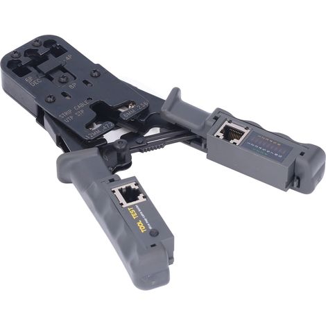 Ratschen-Crimpzange mit Abisolier- und Schneidfunktion für RJ45 8P 6P 4P-Stecker, Multifunktionswerkzeug (1/5)