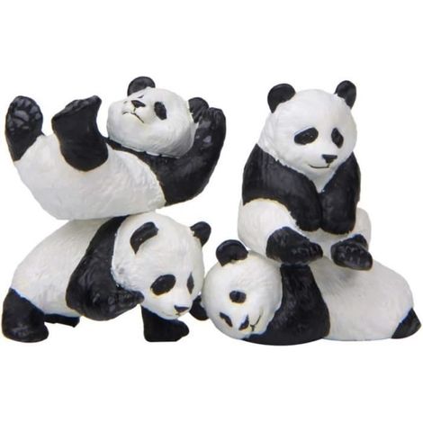 Figurine Panda - Artisanat - 4 pcs - Résine - Décoration - Gâteau Topper (1/4)