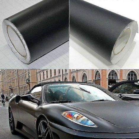Film vinyle noir mat 30 x 152 cm pour covering de voiture, autocollant 3D à bulles pour décoration de voiture tendance (1/4)