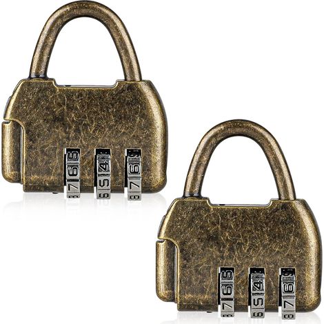 cadenas à combinaison rétro en bronze, cadenas en métal, cadenas à combinaison vintage pour boîte de rangement, boîte à bijoux, valise à livres (1/5)