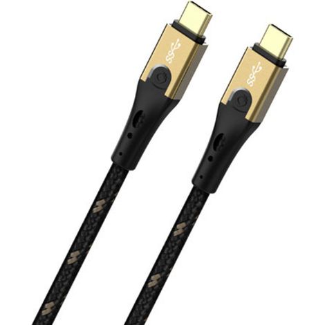 Oehlbach USB-Kabel  USB 3.2 Gen2 USB-C® Stecker, USB-C® Stecker 3.00 m Schwarz/Gold  D1C9533