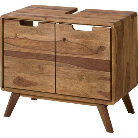 Waschbeckenunterschrank Sheesham 70x40x60 natur sandgestrahlt MALMÖ 2 266