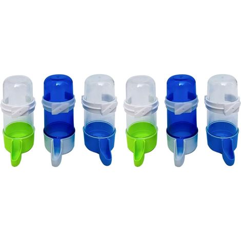 Abreuvoir Automatique Oiseau - Lot De 6 - Plastique Durable - Distributeur Eau 240 ML - Pour Cage Perroquet Perruche - 13x6,5x4,5 CM (1/5)