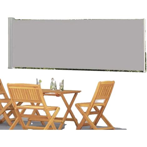 Store latéral de patio rétractable, fonctionnement manuel, matériau durable, Gris (1/2)