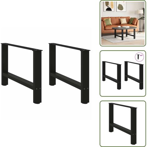 vidaXL Couchtischbeine Schwarz 2 Stk. 70x(42-43) cm Stahl