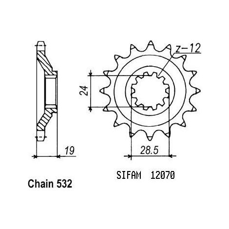 Pignon Kawasaki - 532 - 17 Dents - Similaire JTF525 - Made in Germany