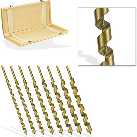 Forets à bois titane en coffret 8 pièces