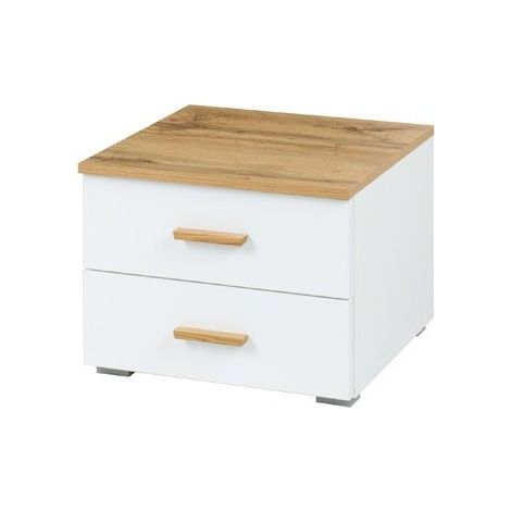 Set di 2 comodini WOOD con 2 cassetti color rovere e bianco alpino