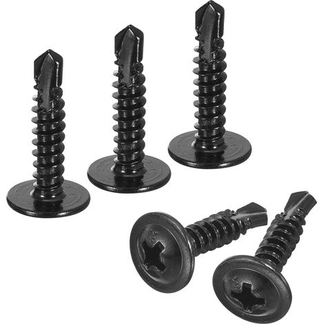 50pcs Phillips Tête Auto Tapotement Vis 8x3/4" Tôle Métal Noir (1/4)