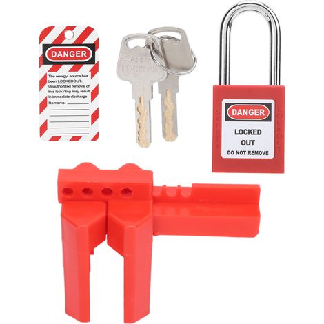 Kit de consignation/déconsignation réglable et durable avec cadenas, étiquette d'avertissement et clé pour usage industriel (1/5)