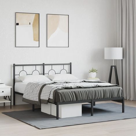 Estructura cama sin colchón con cabecero metal negro 135x190 cm
