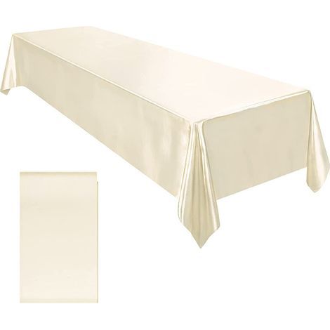 Tischdecke aus Baumwoll-Leinen-Satin, weicher Stoff, quadratische Tischdecke, Wohnzimmerserviette (cremefarben) (1/5)