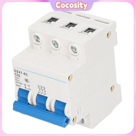 Disjoncteur 3P DIN - COCOSITY - 32 A - PA66 ignifuge - 6 kA pouvoir de coupure - Montage sur rail DIN (1/5)