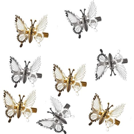Hair Clip - Butterfly Shape Moving Metal Hair Clip - For Women And Girls - 8 Pieces (1/5)