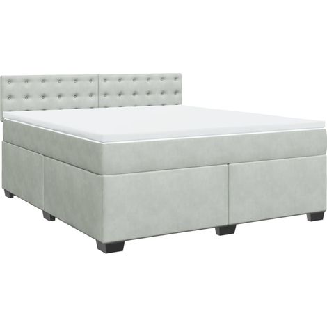 Maison Exclusive - Giroletto a Molle con Materasso Grigio Chiaro 180x200cm Velluto (1/5)