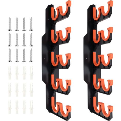 Porte-cannes à Pêche - 10 Canne - ABS Orange - Support Mural Garage - Rangement Organisé - 72x11x6 cm (1/5)