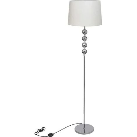 Lampadaire, pied haut, décoration à quatre boules, blanc (1/3)