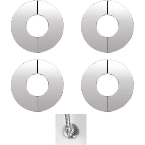 4 Pcs Douche Cache Tuyau En Acier,Acier inoxydable Rosace Robinet Mitigeur Douche,pour Robinets,Tuyaux,DiamèTre Intérieur 42 mm,Argent (1/5)