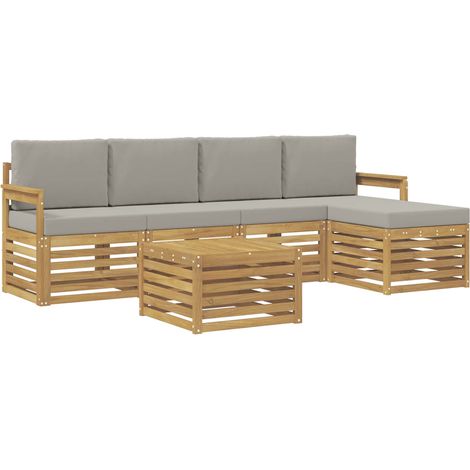 Set di divani da esterno 6 pz Bianco e Grigio Chiaro Poliestere vidaXL (1/5)