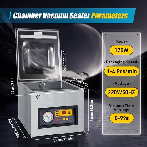 Industriell VakuumiererTisch Vakuumiergerät Vakuummaschine Kammer 120W Vakuumiergerät Vakuummaschine Folienschweißgeräte