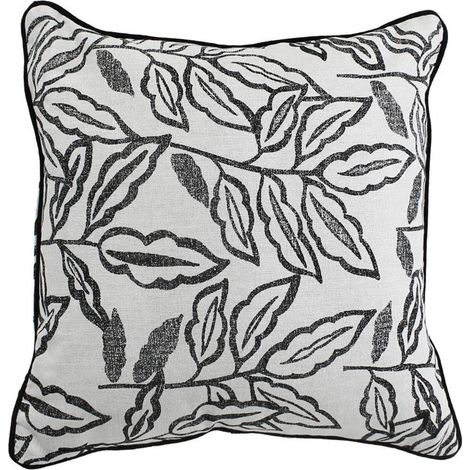Coussin Déco à Motifs "Lodge" 40x40cm Écru & Noir (1/3)