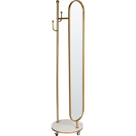 Kleiderständer mit Spiegel LORENA 172 cm Metall Gold