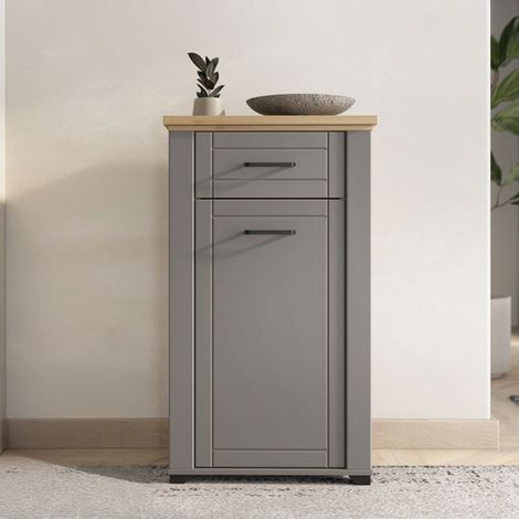 Mobile da Ingresso Rogeno, un Cassetto, 2 Ripiani, Un'anta, 60.5x41x105h cm Grigio (1/5)