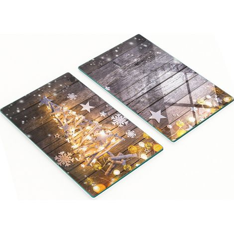 Tableros de vidrio decorativos multifuncionales con estampado de 谩rbol de Navidad, 2x30x52 cm.