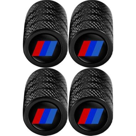 Bouchons de valve de pneu de voiture en alliage d'aluminium (compatibles avec les modèles BMW) - Lot de 4 noirs (1/5)