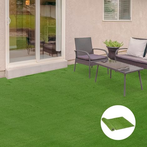 Gazon synthétique artificiel moquette extérieur intérieur 3L x 1L m herbes hautes denses 2,5 cm vert (1/3)
