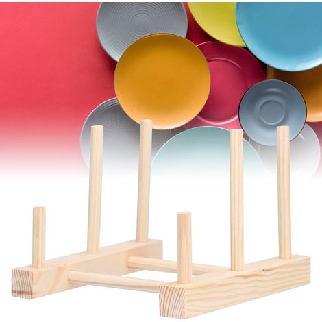 Support de Séchage pour Vaisselle en Bois, Rangement Organisateur pour Assiettes, Bols, Tasses et Couvercles sans Déformation (1/5)