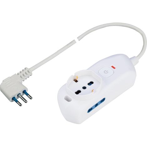 Multiple multiprise électrique multiprise 1 Prise P40 Pluristandard, 2 Prises bivalentes fiche Peu 10 A 2P+T, Interrupteur sécurité, 1,5 M câble (1/5)