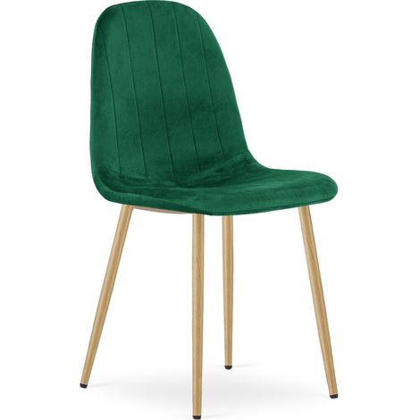 Sedia Padva in velluto verde con gambe effetto rovere (1/5)