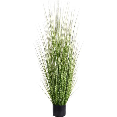 Plante Artificielle en Pot en Plastique 120 cm Accessoire Décoration d'Intérieur Verte Zebra Grass (1/5)