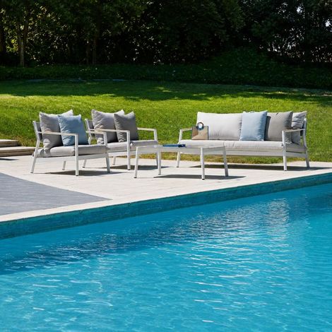 Set salotto da giardino in alluminio e teak Cassis